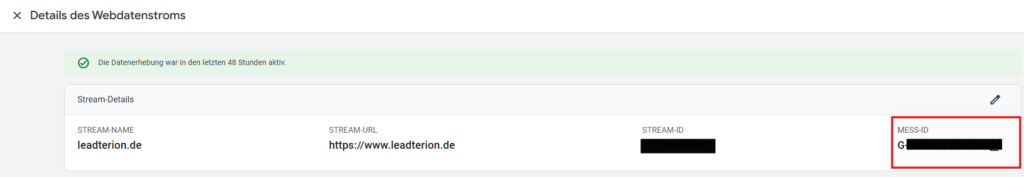 GA4 Mess-ID in Google Analytics finden.