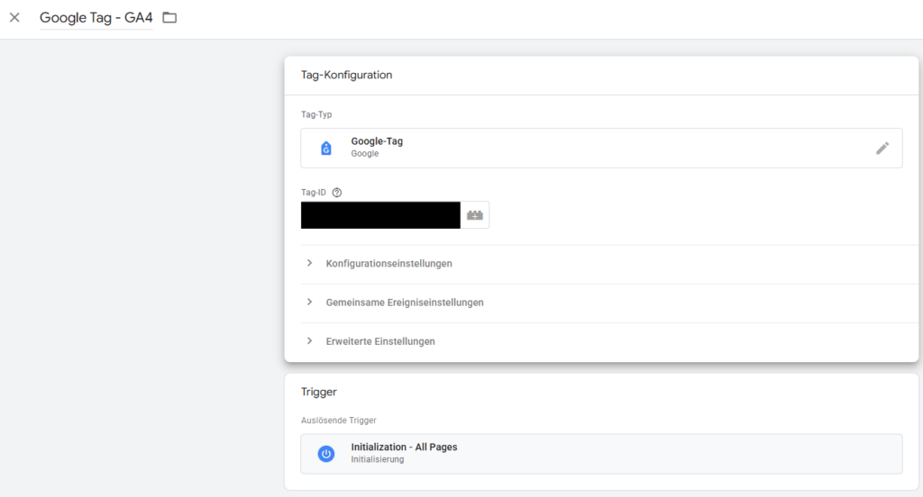 So konfigurieren Sie den Google-Tag im Google Tag-Manager.