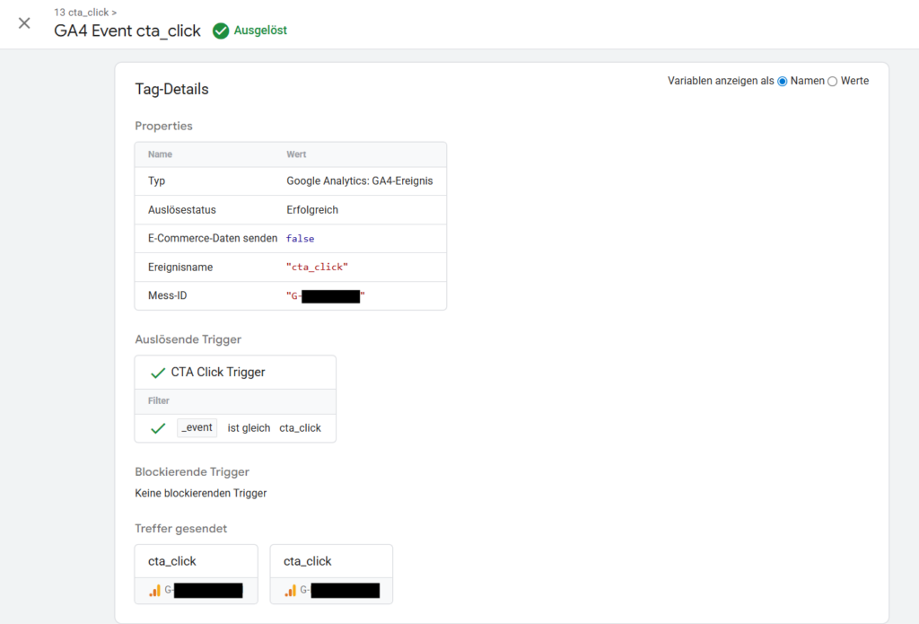 Die Tag-Details im Google Tag Manager Debug Mode liefern wertvolle Informationen darüber was den Tag ausgelöst.